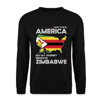 Né au Zimbabwe Zimbabwe États-Unis - Sweat-shirt Unisexe - noir - Devant - Alina (178cm) & Michal (187cm)