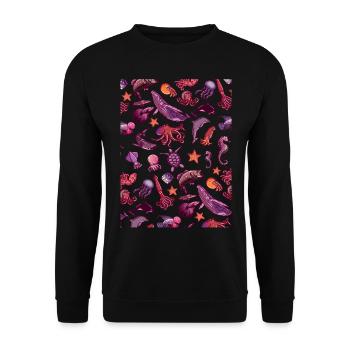 Fischliebhaber Taucher Freitauchen - Unisex Pullover - Schwarz - Vorne - Alina (178cm) & Michal (187cm)