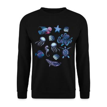 Amateur de poissons Animal marin mer - Sweat-shirt Unisexe - noir - Devant - Alina (178cm) & Michal (187cm)