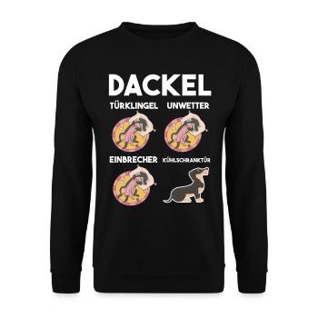 Hund Dackel - Unisex Pullover - Schwarz - Vorne - Alina (178cm) & Michal (187cm)