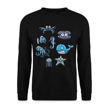 Wassertier Ozean Leben Meerestier - Unisex Pullover - Schwarz - Vorne - Alina (178cm) & Michal (187cm)