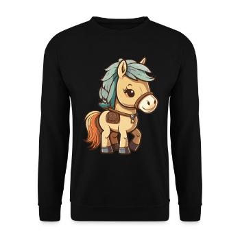 Cute horse for school beginners and kindergarten children - Unisex Sweatshirt - black - Front - Alina (178cm) & Michal (187cm)