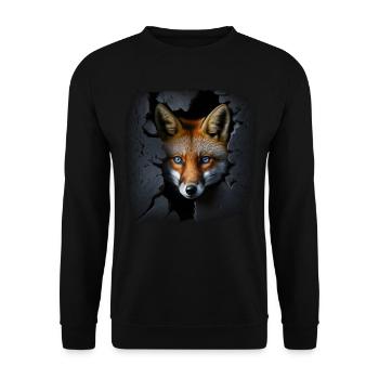 Fuchs Wand Blaue Augen Geschenk Tier Knuffig Süß - Unisex Pullover - Schwarz - Vorne - Alina (178cm) & Michal (187cm)