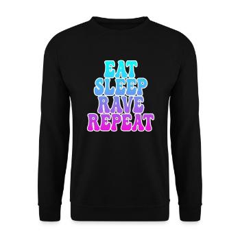 Essen Schlafen Raven - Unisex Pullover - Schwarz - Vorne - Alina (178cm) & Michal (187cm)