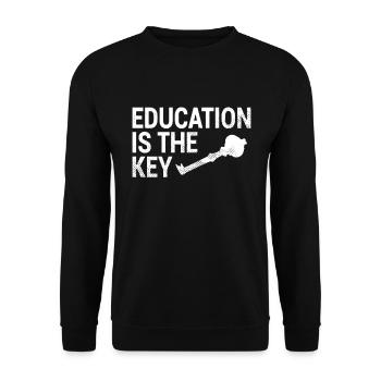 Bildung Schlüssel Spruch - Unisex Pullover - Schwarz - Vorne - Alina (178cm) & Michal (187cm)