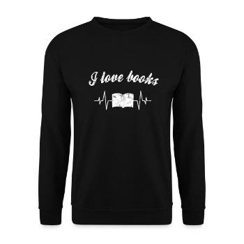 I love books heartbeat - Unisex Sweatshirt - black - Front - Alina (178cm) & Michal (187cm)