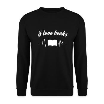 I love books heartbeat - Unisex Sweatshirt - black - Front - Alina (178cm) & Michal (187cm)
