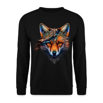 Fuchs Polygon Tiermotiv Gesicht Zoo Tier Geschenk - Unisex Pullover - Schwarz - Vorne - Alina (178cm) & Michal (187cm)