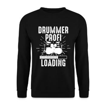 Drummer Profi Loading - Joueur de batterie drôle de batteur - Sweat-shirt Unisexe - noir - Devant - Alina (178cm) & Michal (187cm)