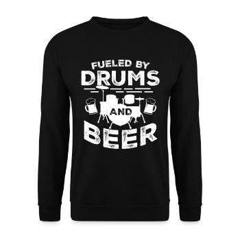 Fueled By Drums And Beer - Drum Player Drummer - Unisex Sweatshirt - black - Front - Alina (178cm) & Michal (187cm)