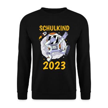 Einschulung 2023 Schulkind Astronaut - Unisex Pullover - Schwarz - Vorne - Alina (178cm) & Michal (187cm)