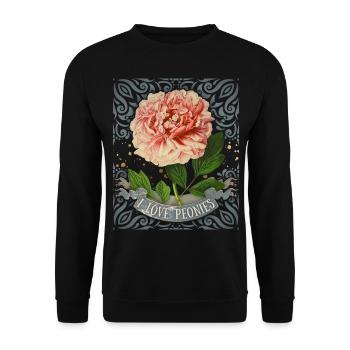 Vintage Peony, Botanical, I-Love-Peonies - Unisex Sweatshirt - black - Front - Alina (178cm) & Michal (187cm)
