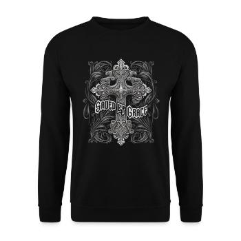 Le Moyen Âge chrétien dessine une croix gothique - Sweat-shirt Unisexe - noir - Devant - Alina (178cm) & Michal (187cm)