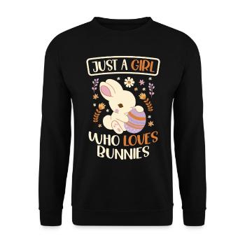 Une fille qui aime les lapins, - Sweat-shirt Unisexe - noir - Devant - Alina (178cm) & Michal (187cm)