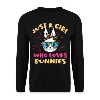 A Girl Who Loves Rabbits Rabbit Lover - Unisex Sweatshirt - black - Front - Alina (178cm) & Michal (187cm)
