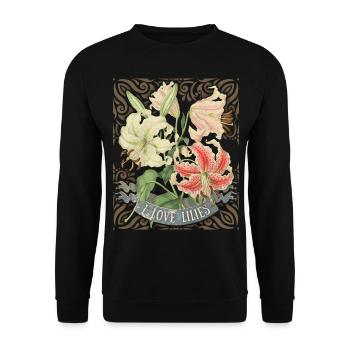Vintage lily, tiger lily, botanical illustration - Unisex Sweatshirt - black - Front - Alina (178cm) & Michal (187cm)