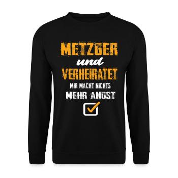 Metzger und Verheiratet - Unisex Pullover - Schwarz - Vorne - Alina (178cm) & Michal (187cm)