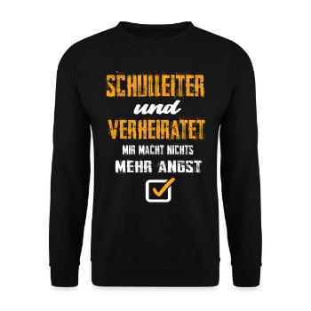 Schulleiter und Verheiratet - Unisex Pullover - Schwarz - Vorne - Alina (178cm) & Michal (187cm)