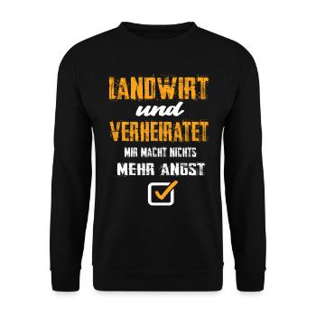 Landwirt und Verheiratet - Unisex Pullover - Schwarz - Vorne - Alina (178cm) & Michal (187cm)