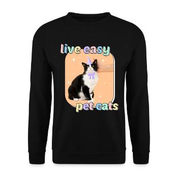 Cat Memes - Live Easy Pet Cats - Unisex Sweatshirt - black - Front - Alina (178cm) & Michal (187cm)