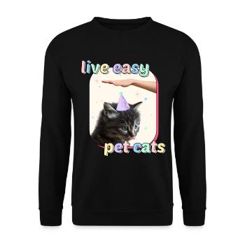 Cat Memes - Live Easy Pet Cats - Unisex Sweatshirt - black - Front - Alina (178cm) & Michal (187cm)