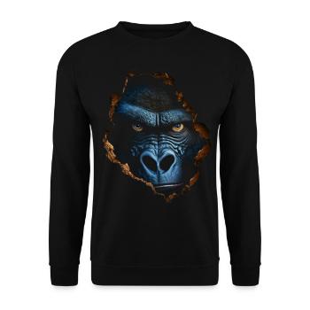 Gorilla Wand Loch Affe Zoo Tier Kostüm Geschenk - Unisex Pullover - Schwarz - Vorne - Alina (178cm) & Michal (187cm)