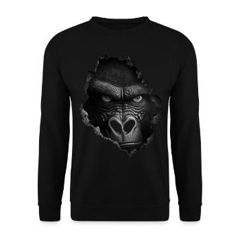 Gorilla Wand Loch Affe Zoo Tier Kostüm Geschenk - Unisex Pullover - Schwarz - Vorne - Alina (178cm) & Michal (187cm)