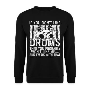 Batteur Joueur de tambour Batteur Musicien - Sweat-shirt Unisexe - noir - Devant - Alina (178cm) & Michal (187cm)