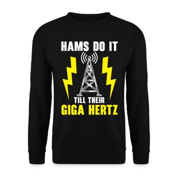 Hams Do It Till Their Giga Hertz Ham Radio - Unisex Pullover - Schwarz - Vorne - Alina (178cm) & Michal (187cm)