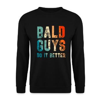 Being Bald Bald Guy With A Beard Bald Dad - Unisex Sweatshirt - black - Front - Alina (178cm) & Michal (187cm)
