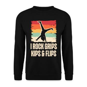 I Rock Grips Kipps And Flips Cartwheel Gymnast - Sweat-shirt Unisexe - noir - Devant - Alina (178cm) & Michal (187cm)