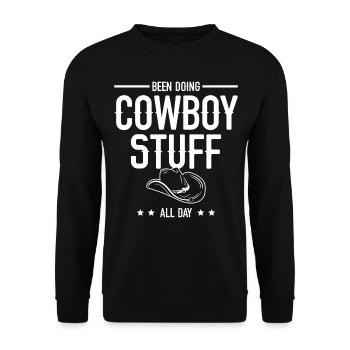 Ich Habe Den Ganzen Tag Cowboy-zeug Gemacht Bull - Unisex Pullover - Schwarz - Vorne - Alina (178cm) & Michal (187cm)