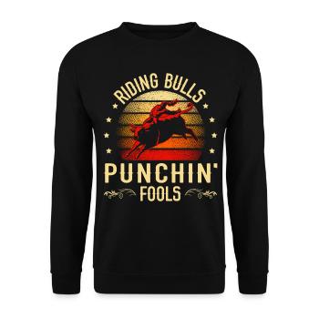 Bull Rider Bull Riding Western Rodeo - Unisex Pullover - Schwarz - Vorne - Alina (178cm) & Michal (187cm)