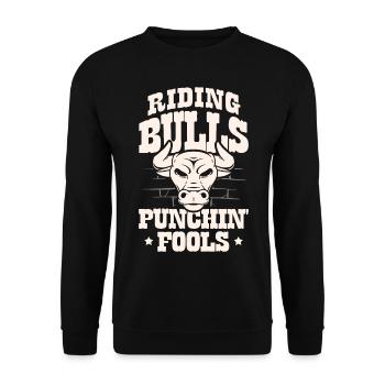 Bull Rider Bull Reiten Western Rodeo Cowboy - Unisex Pullover - Schwarz - Vorne - Alina (178cm) & Michal (187cm)
