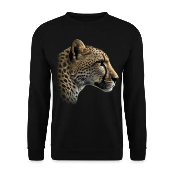 Leopard Tiermotiv Geschenk Mann Tierisch Zoo - Unisex Pullover - Schwarz - Vorne - Alina (178cm) & Michal (187cm)