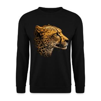 Leopard Tiermotiv Geschenk Mann Tierisch Zoo - Unisex Pullover - Schwarz - Vorne - Alina (178cm) & Michal (187cm)