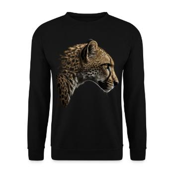 Leopard Tiermotiv Geschenk Mann Tierisch Zoo - Unisex Pullover - Schwarz - Vorne - Alina (178cm) & Michal (187cm)