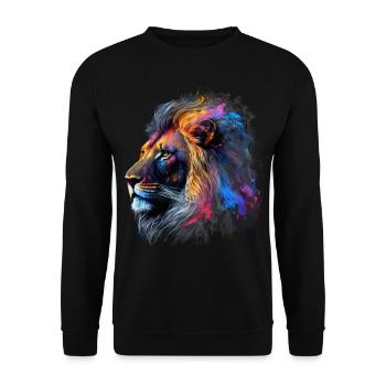 Lion Colorful Big Cat Kuns Animal Gift Africa Zoo - Unisex Sweatshirt - black - Front - Alina (178cm) & Michal (187cm)