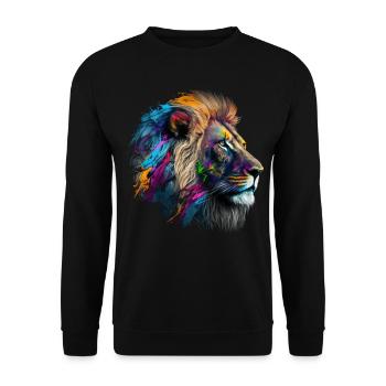 Lion Colorful Big Cat Kuns Animal Gift Africa Zoo - Unisex Sweatshirt - black - Front - Alina (178cm) & Michal (187cm)