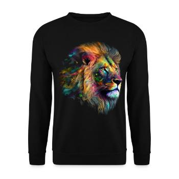 Löwe Kunst Geschenk Kunstwerk Tier Tiermotiv - Unisex Pullover - Schwarz - Vorne - Alina (178cm) & Michal (187cm)