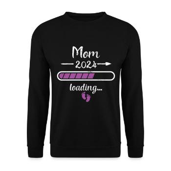 Mom 2024 Loading Schwangerschaft Mutter Mommy - Unisex Pullover - Schwarz - Vorne - Alina (178cm) & Michal (187cm)