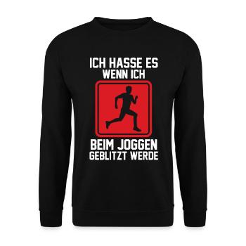 Läufer Joggen Laufen - Unisex Pullover - Schwarz - Vorne - Alina (178cm) & Michal (187cm)
