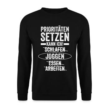 Läufer Joggen Laufen - Unisex Pullover - Schwarz - Vorne - Alina (178cm) & Michal (187cm)