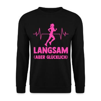 Läufer Joggen Laufen - Unisex Pullover - Schwarz - Vorne - Alina (178cm) & Michal (187cm)