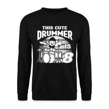 Birthday Drummer Boy - This Cute Drummer Is 8 Year - Unisex Pullover - Schwarz - Vorne - Alina (178cm) & Michal (187cm)