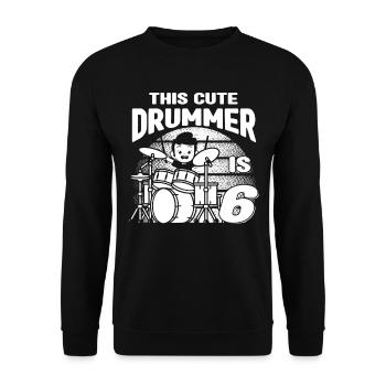 Birthday Drummer Boy - This Cute Drummer Is 6 Year - Unisex Pullover - Schwarz - Vorne - Alina (178cm) & Michal (187cm)