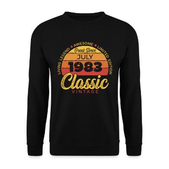 Retro 40 ans juillet 1983 anniversaire vintage bday - Sweat-shirt Unisexe - noir - Devant - Alina (178cm) & Michal (187cm)