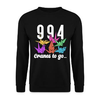 Origami Paper Crane Wishing Japanese Paper - Unisex Sweatshirt - black - Front - Alina (178cm) & Michal (187cm)