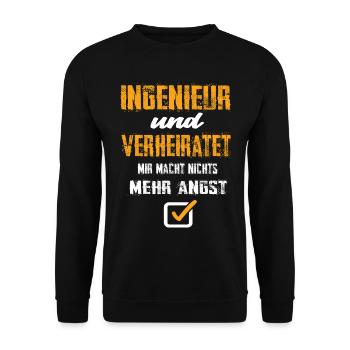 Ingenieur und Verheiratet - Unisex Pullover - Schwarz - Vorne - Alina (178cm) & Michal (187cm)