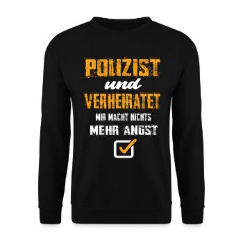 Polizist und Verheiratet - Unisex Pullover - Schwarz - Vorne - Alina (178cm) & Michal (187cm)